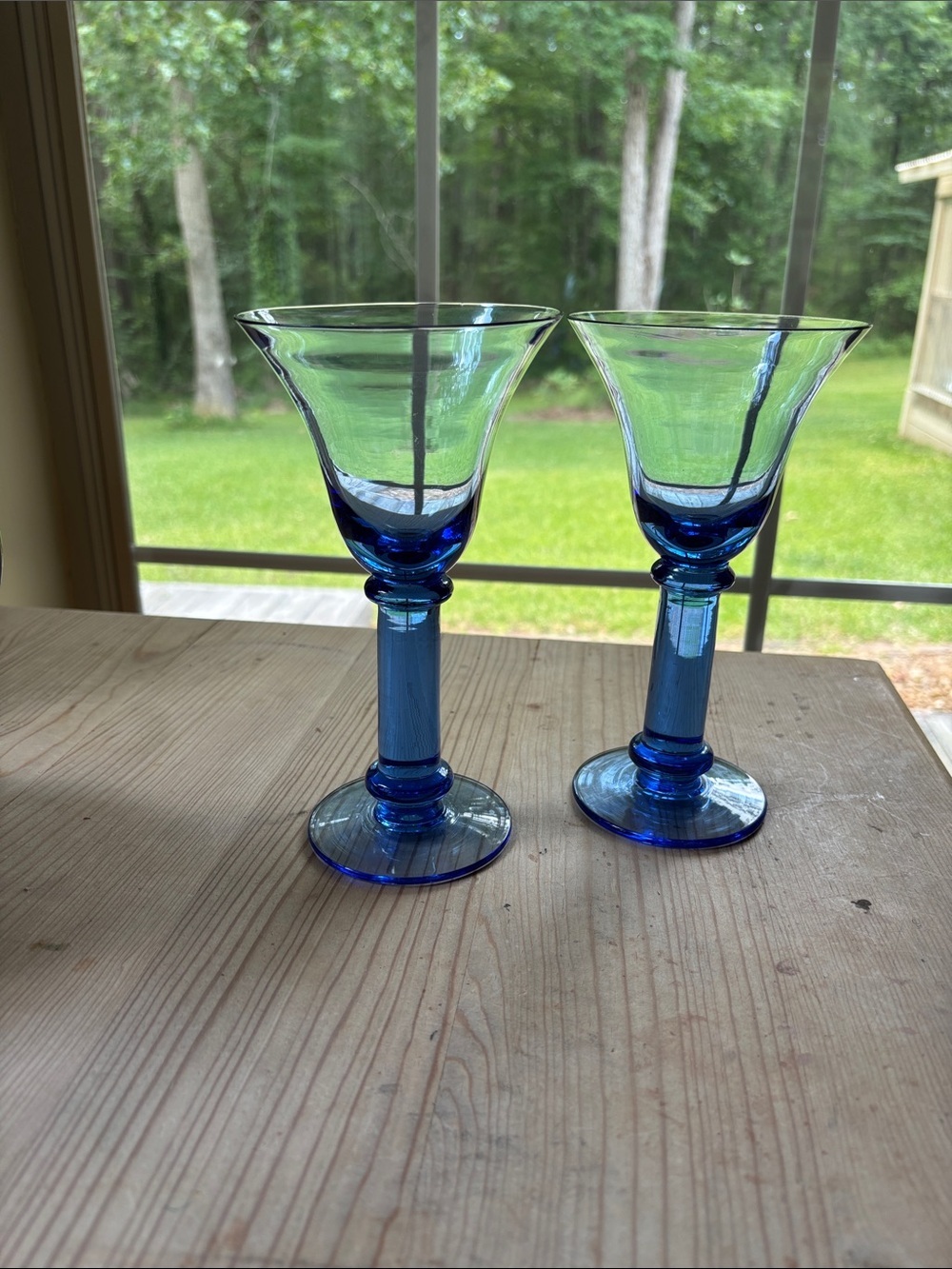 Cobalt Blue Handblown Drinking Glasses Wine Goblets - Set of 2 - Picture 8 of 8